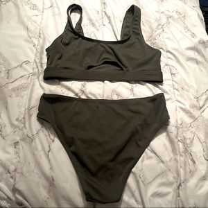 Green ribbed bikini size M